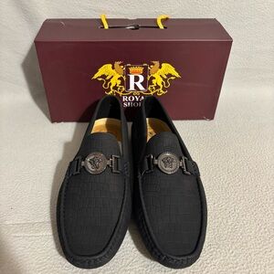 Royal Shoes Black Men's Croc-Texture Loafers size 10.5 style MOC-158 new in box